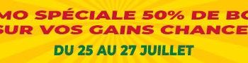 Promo-Spéciale de 50% de Bonus sur vos Gains chez Lonagui : Du 25 au 27 Juillet 2024