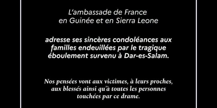 Drame à Dar-es-Salam : l’Ambassade de France en Guinée exprime sa solidarité aux victimes